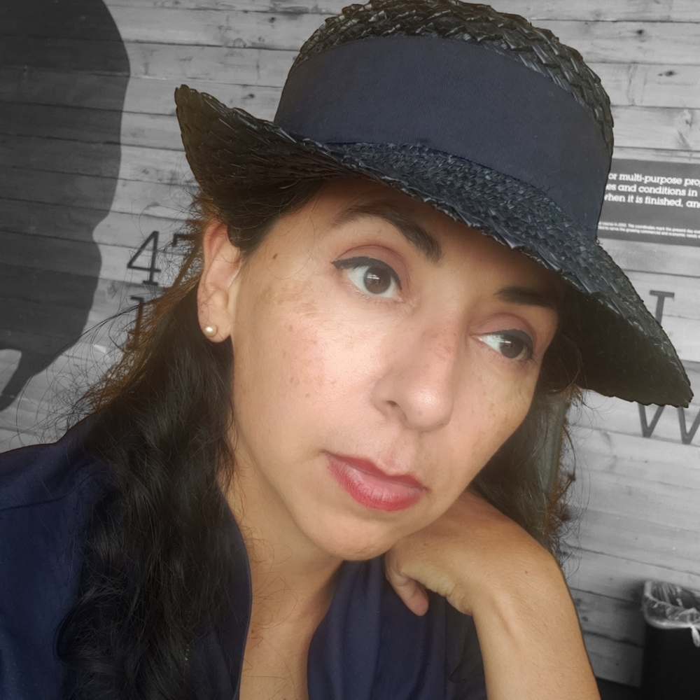 Vintage navy blue straw Fedora Hat
